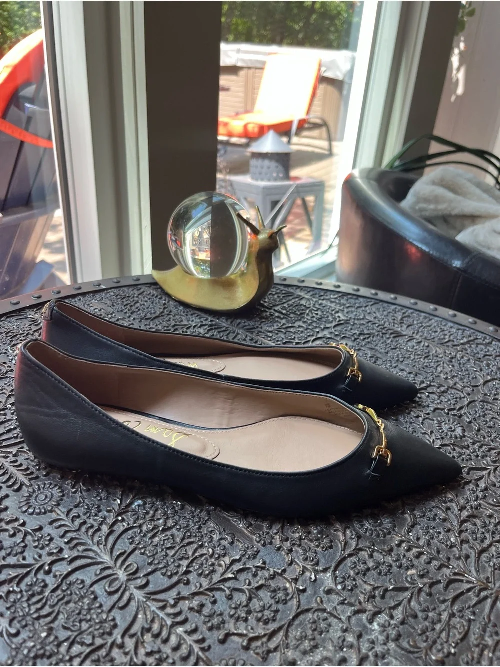 SAM EDELMAN NORI POINTED TOE BALLET FLATS BLACK 7